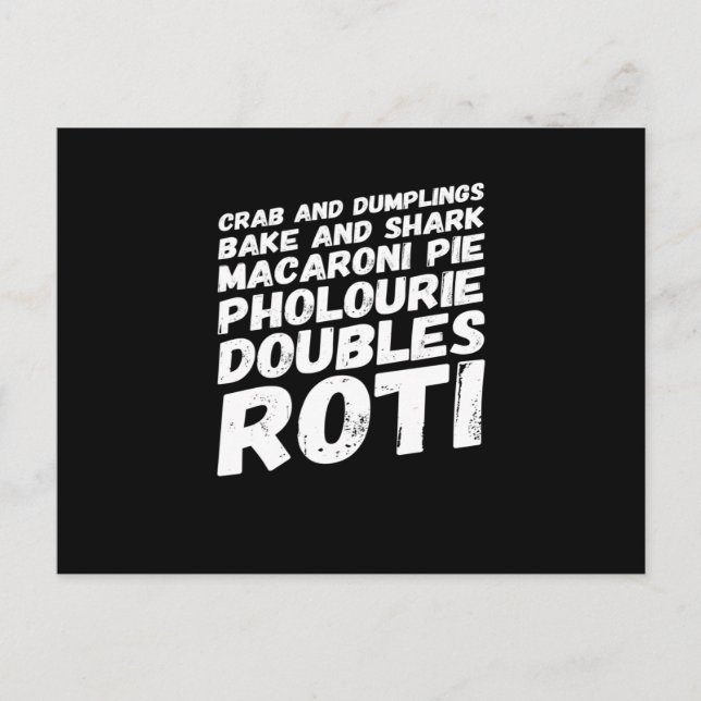 I kärlek Trinidad och Tobago Food t-shirt Meddelande Vykort (Framsida)