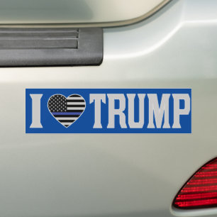 I Kärlek Trump US Flagga Thin Blue Line Pro Trump Bildekal