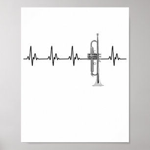 I Kärlek Trumpet EKG Heartslag Poster