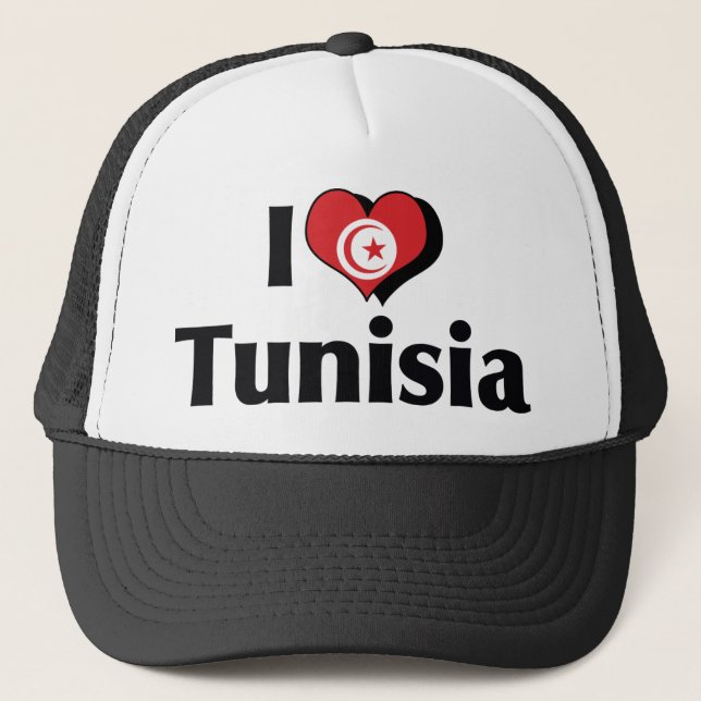 I Kärlek Tunisien Flagga Truckerkeps (Framsida)