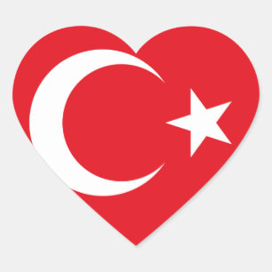 I kärlek Turkiet Hjärtformat Klistermärke
