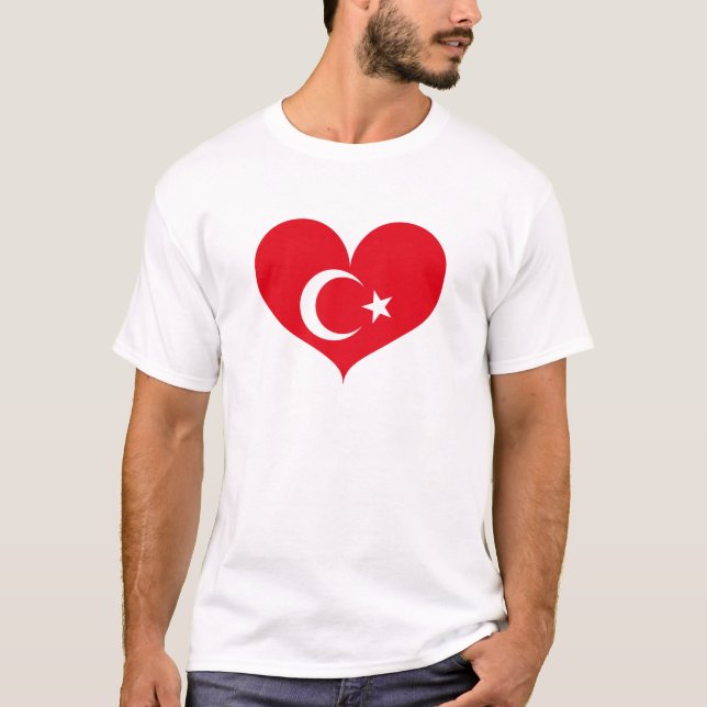 I Kärlek Turkiye Flagga T Shirt (Framsida)
