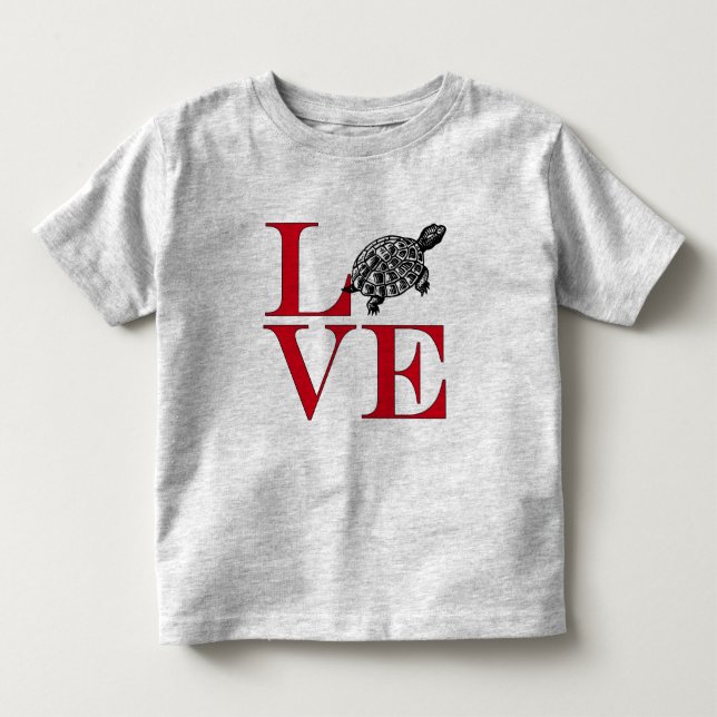 I Kärlek Turtles - Light Färgad Tee Shirt (Framsida)