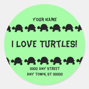 I Kärlek Turtles Namn och adressetiketter större s Runt Klistermärke