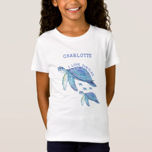 I KÄRLEK TURTLES Turkvoise Child Roligt T Shirt