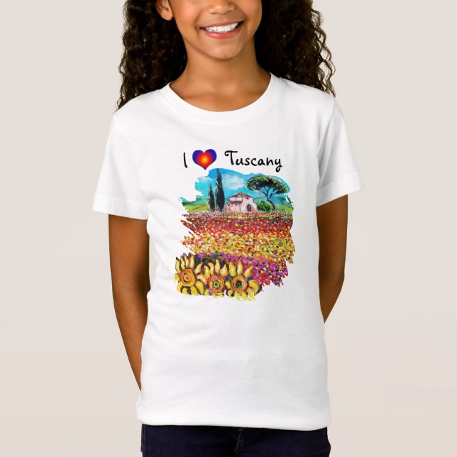 I KÄRLEK TUSCANY OCH SUNFLÖDEN T-SHIRT (Framsida)