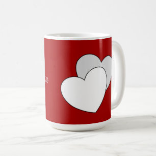 I Kärlek, två Kärlek Hjärter Red Kaffemugg