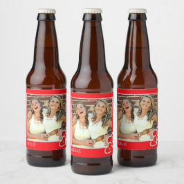 I Kärlek U, Cute Hearts - Anpassningsbar Photo Per Ölflaska Etikett