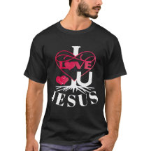I KÄRLEK U JESUS MÖRK T-SHIRT