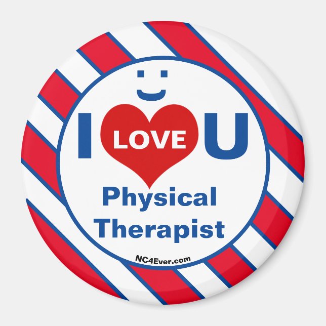 I Kärlek U PhysiTherapist leende roligt Magnet (Framsidan)