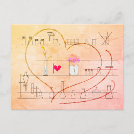 "I kärlek U", skriven med glassware-vykort Vykort