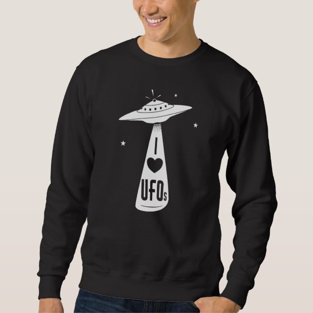 I Kärlek Ufos Classic Alien Frakt Design Lång Ärmad Tröja (Framsida)