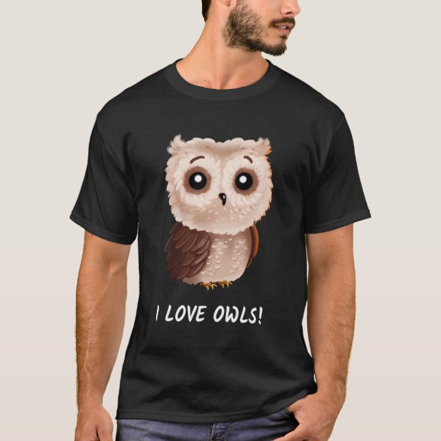 I Kärlek Ugglor Shirt Cute Uggla Bird Girlkompis W T (Framsida)