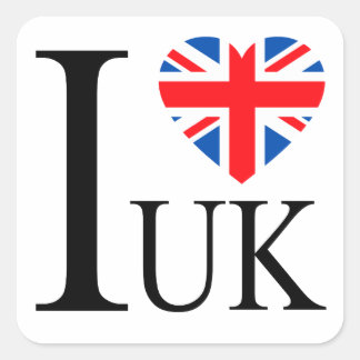 I Kärlek, UK Underbar Britain Flagga Heart Fyrkantigt Klistermärke