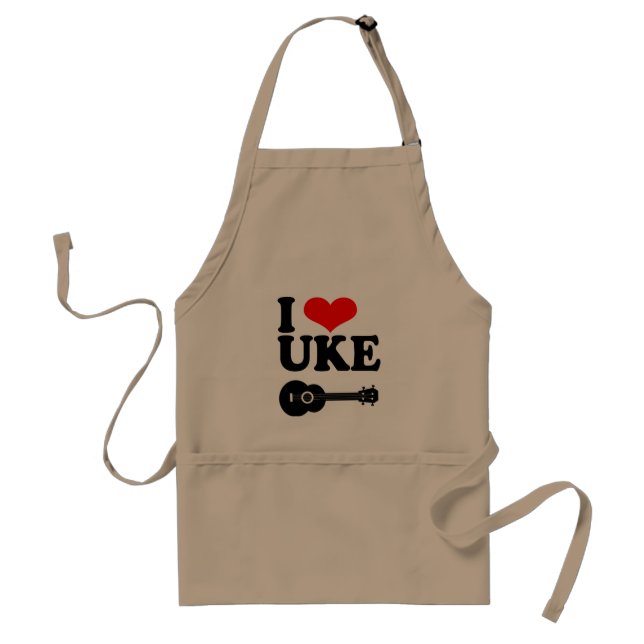 I Kärlek Uke Ukulele Apron Förkläde (Framsidan)