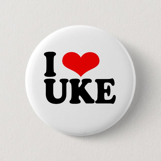 I Kärlek Uke Ukulele Button Badge Knapp (Framsida)