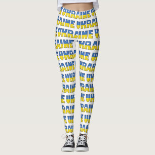 I Kärlek Ukraina Flagga Färg Typografi Mönster Leggings