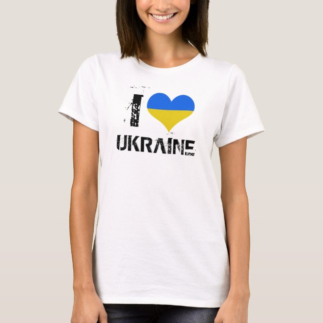 I Kärlek Ukraina med Ukraina flagga hjärt-Shirt T Shirt (Framsida)