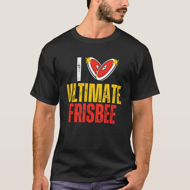 I Kärlek Ultimate Frisbee Flies Disk Sport Frisbee T Shirt (Framsida)