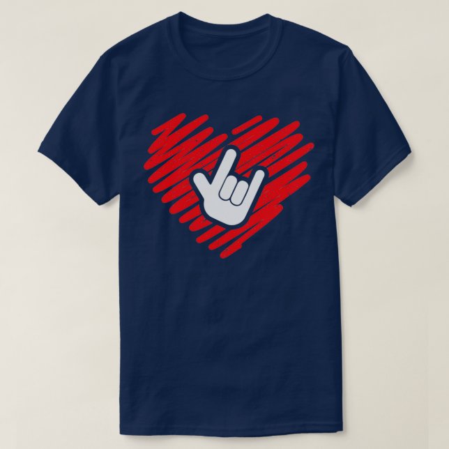 I kärlek undertecknar du dövet språk och hälsar på t shirt (Design framsida)