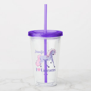 I Kärlek Unicorns Cute Anpassningsbar Unicorn Take Away Mugg