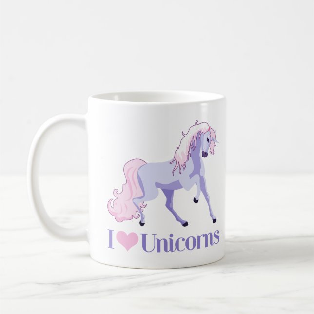 I Kärlek Unicorns Cute Girls Kaffemugg (Vänster)