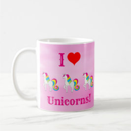 I Kärlek Unicorns Cute Rosa Girly Kaffemugg
