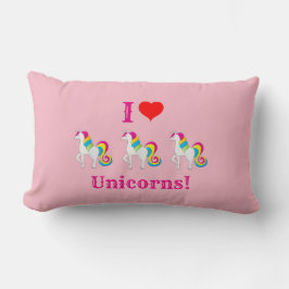 I Kärlek Unicorns Cute Rosa Girly Lumbarkudde
