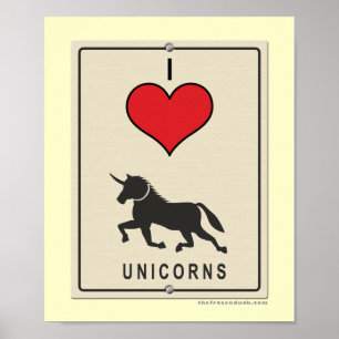 I Kärlek Unicorns Poster