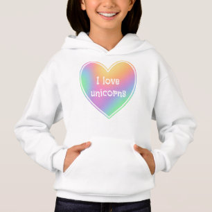 I Kärlek Unicorns Rainbow Heart Girls' T Shirt
