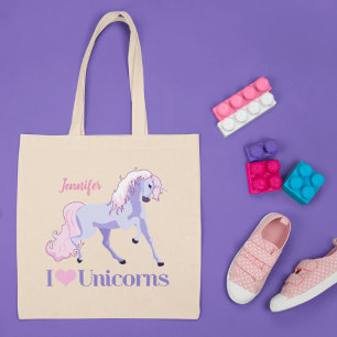 I Kärlek Unicorns Söt Personlig Unicorn Tygkasse