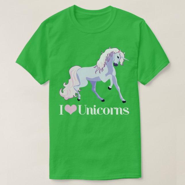 I Kärlek Unicorns T Shirt (Design framsida)