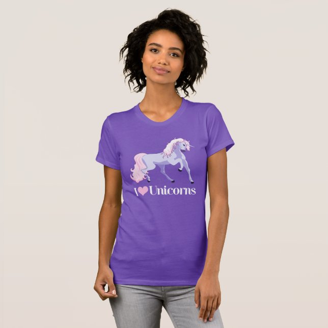 I Kärlek Unicorns T Shirt (Hel framsida)