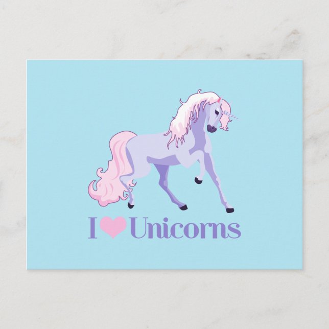 I Kärlek Unicorns Vykort (Framsida)