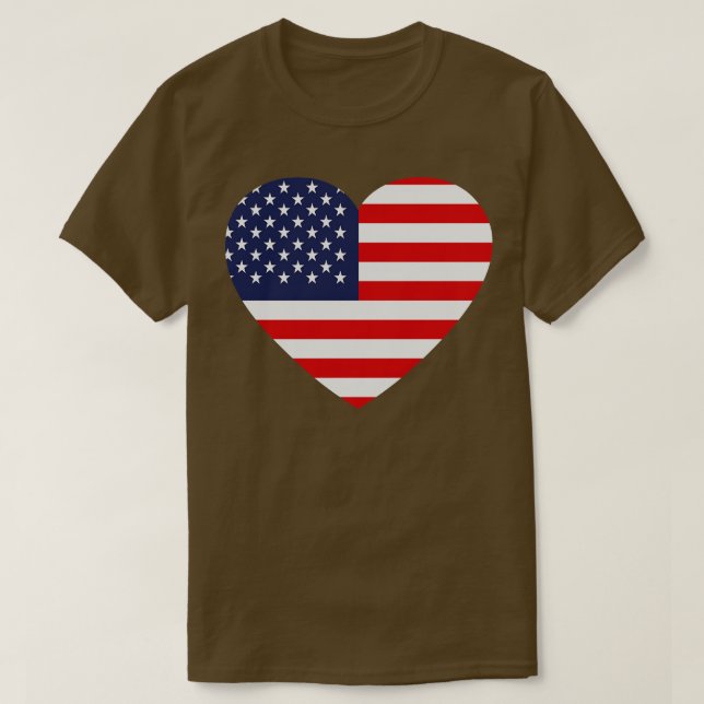 I Kärlek, United Stater HeartShaped American Flagg T Shirt (Design framsida)