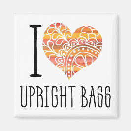 I Kärlek Upright Bass Orange Mandala Heart Magnet