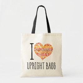 I Kärlek Upright Bass Orange Mandala Heart Tygkasse