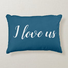 "I kärlek us" på Söt Blue & White Accent Pillow Prydnadskudde