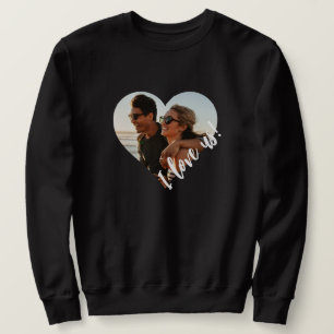 I kärlek us Script Heart Photo Black Lång Ärmad Tröja