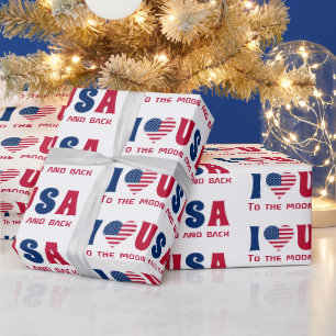 I kärlek USA, anpassningsbar Blue and Red Presentpapper