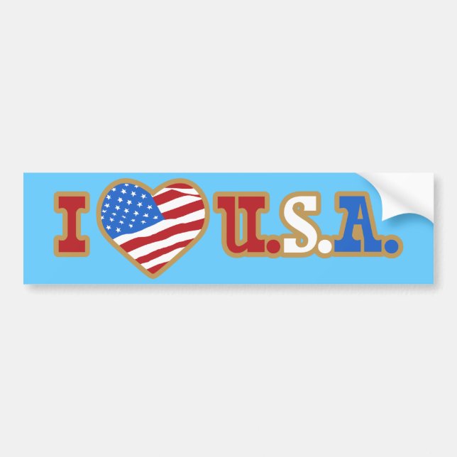 I Kärlek USA Bumper Sticker Bildekal (Framsidan)