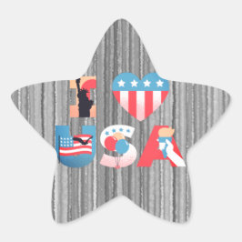 I KÄRLEK USA Design Stjärnformat Klistermärke