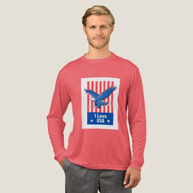 "I Kärlek USA" Eagle Flagga Design T Shirt (Hel framsida)