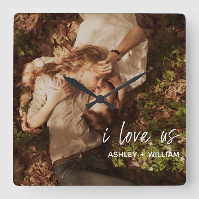 I Kärlek USA Ett par foto till Namn Fyrkantig Klocka (Framsida)