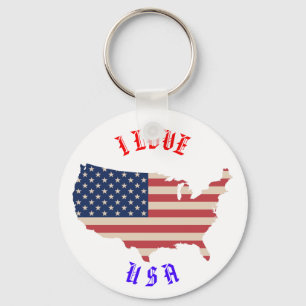 I Kärlek USA flagga Amerika-Nyckelringen Nyckelring
