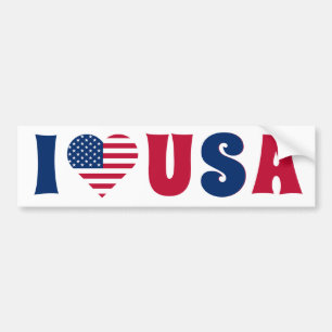 I kärlek USA flagga Colorful Retro Bildekal