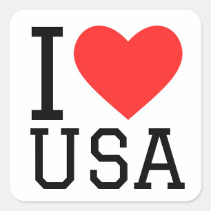 I KÄRLEK USA FYRKANTIGT KLISTERMÄRKE
