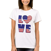 I Kärlek USA Heart American Flagga Quote Womens