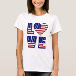 I Kärlek USA Heart American Flagga Quote Womens T Shirt