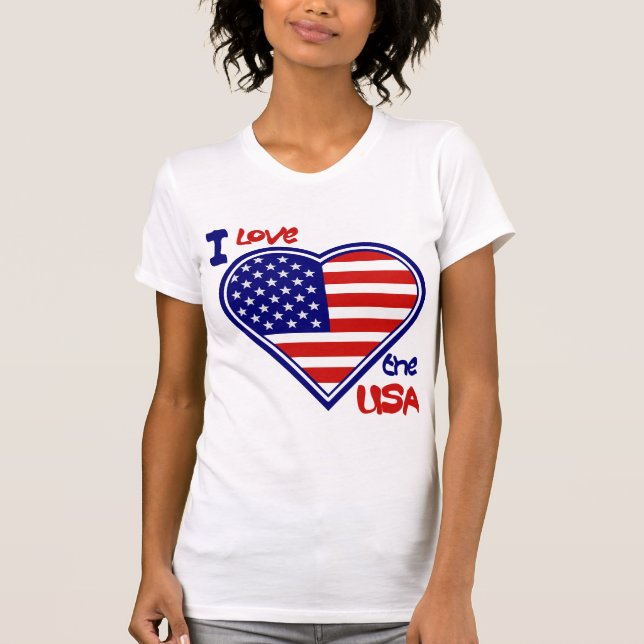 I Kärlek USA Heart Flagga T-shirt T-shirt (Framsida)